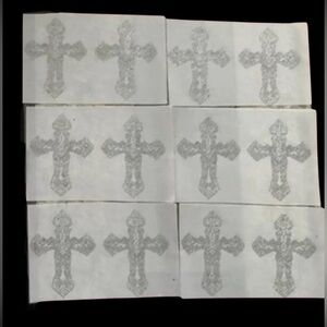 12 Iron On Clear Rhinestone Crosses